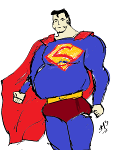 A festively voluptuous and big boned Superman